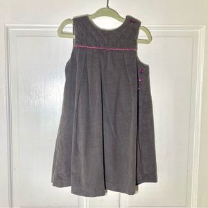 Jacadi Grey Corduroy Dress w/ magenta accents 24m